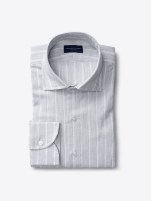Shop Thomas Mason Washed Grey Vintage Stripe Cotton Linen Oxford