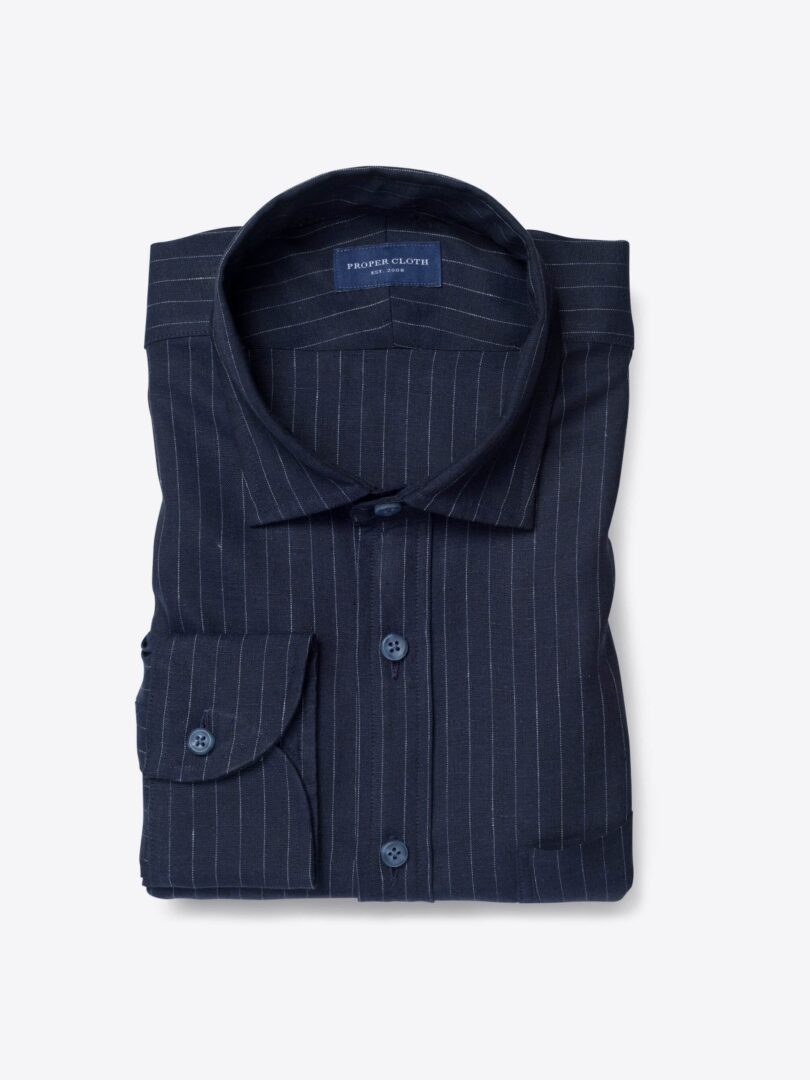 Leomaster Navy Pinstripe Linen 