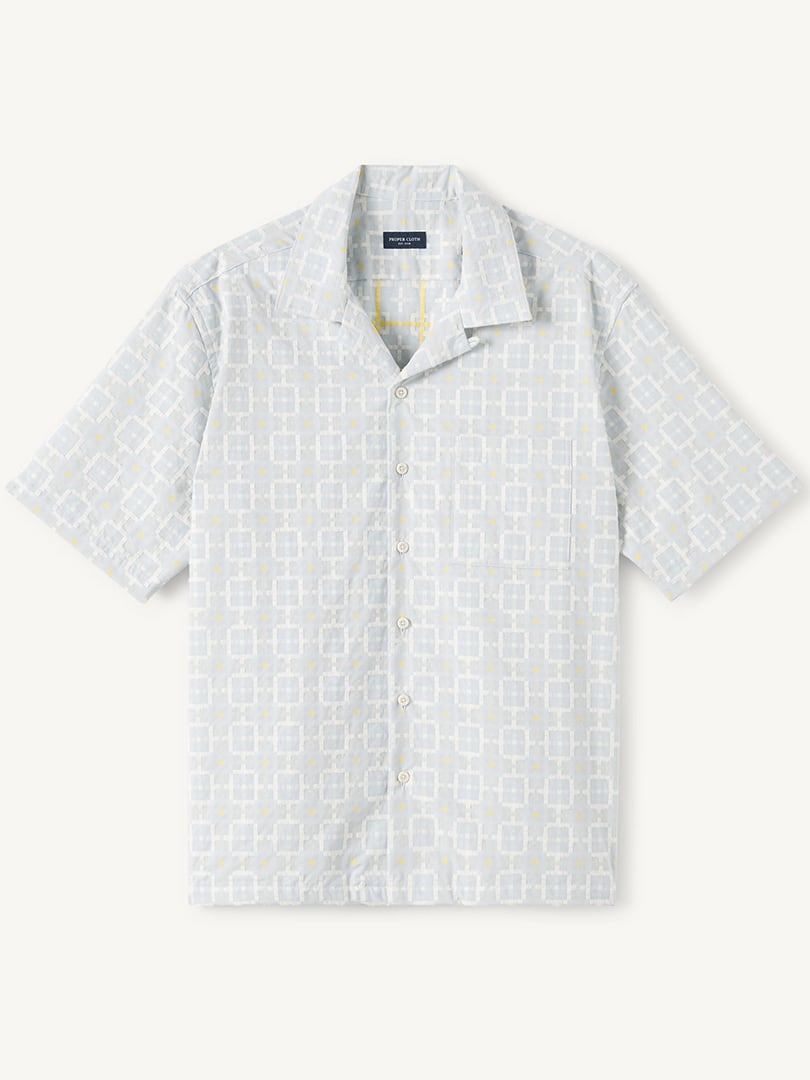 Men’s Portuguese Light Blue Cream and Yellow Tile Jacquard Thumb