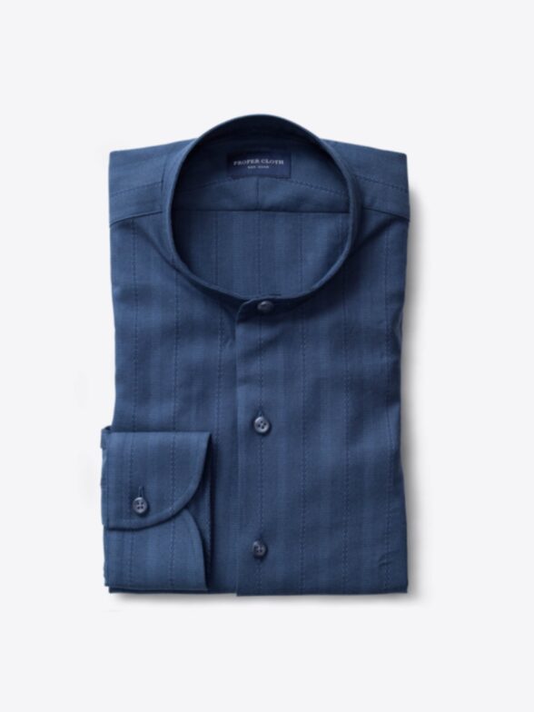 Navy Tonal Casual Stripe Herringbone