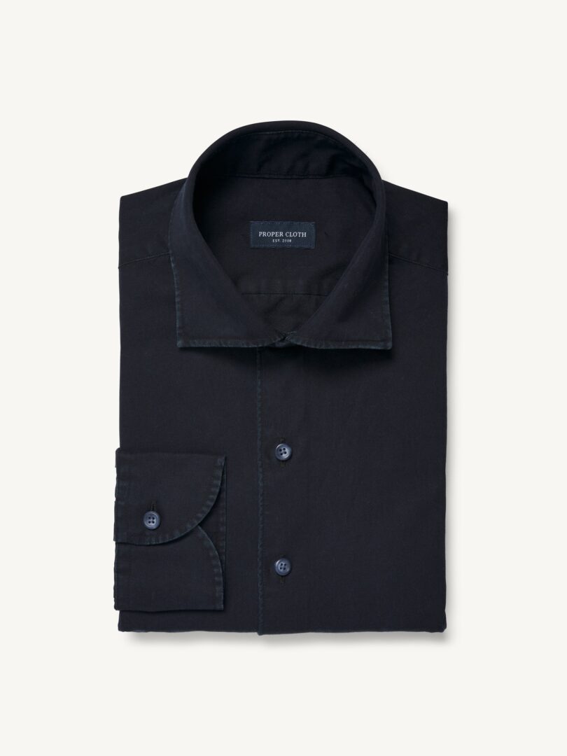 Men’s Portuguese Dark Wash Indigo Dress Shirt Thumb