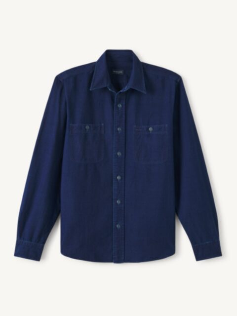 The Washed Selvedge Twill Shirt in Navy