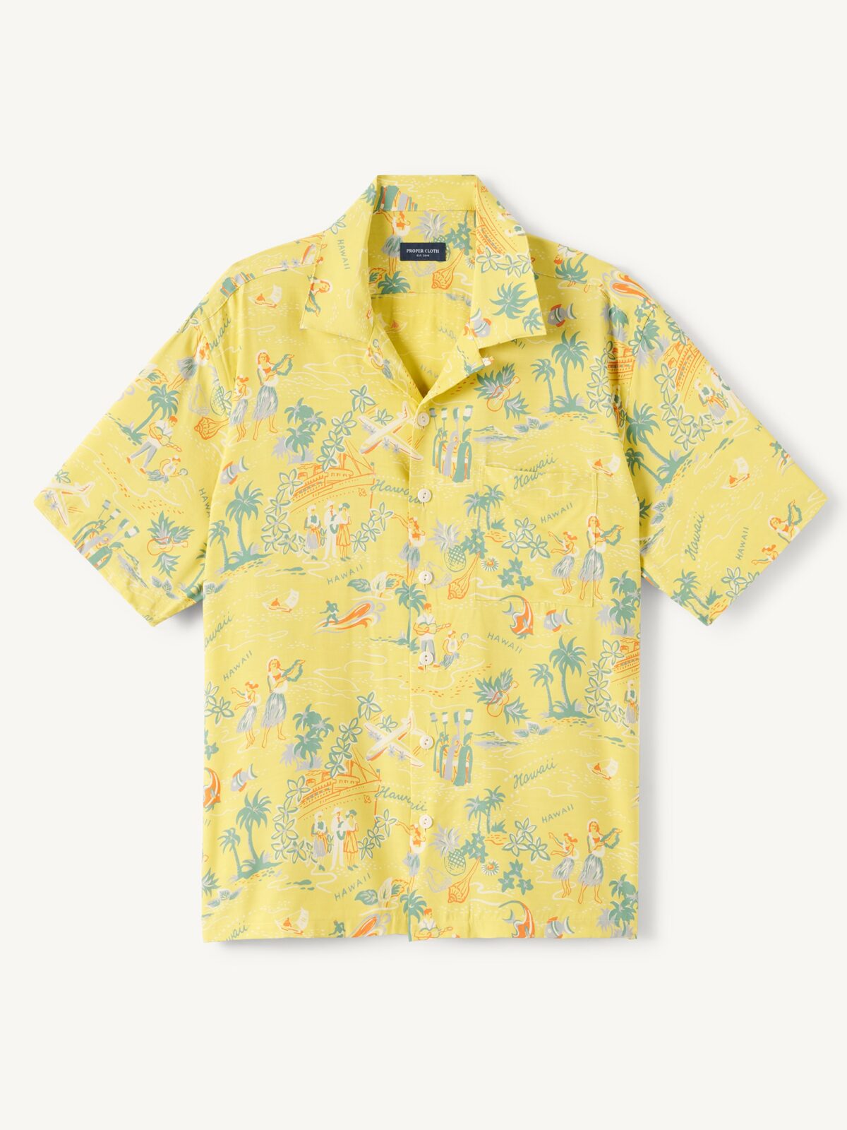 The Japanese Aloha Shirt in Yellow Aloha Print
