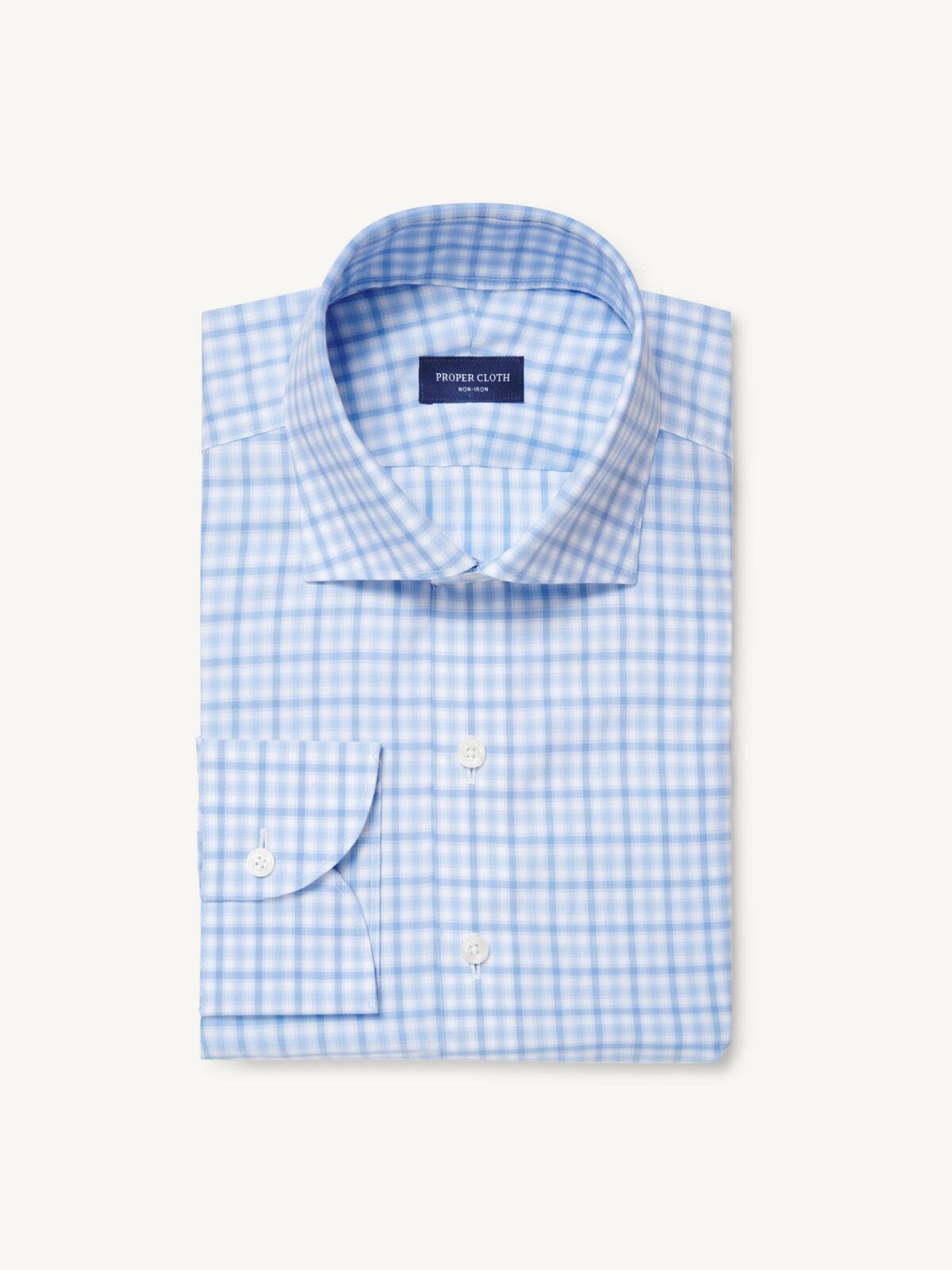 The Thomas Mason Non-Iron Shirt in Navy and Sky Multi Check