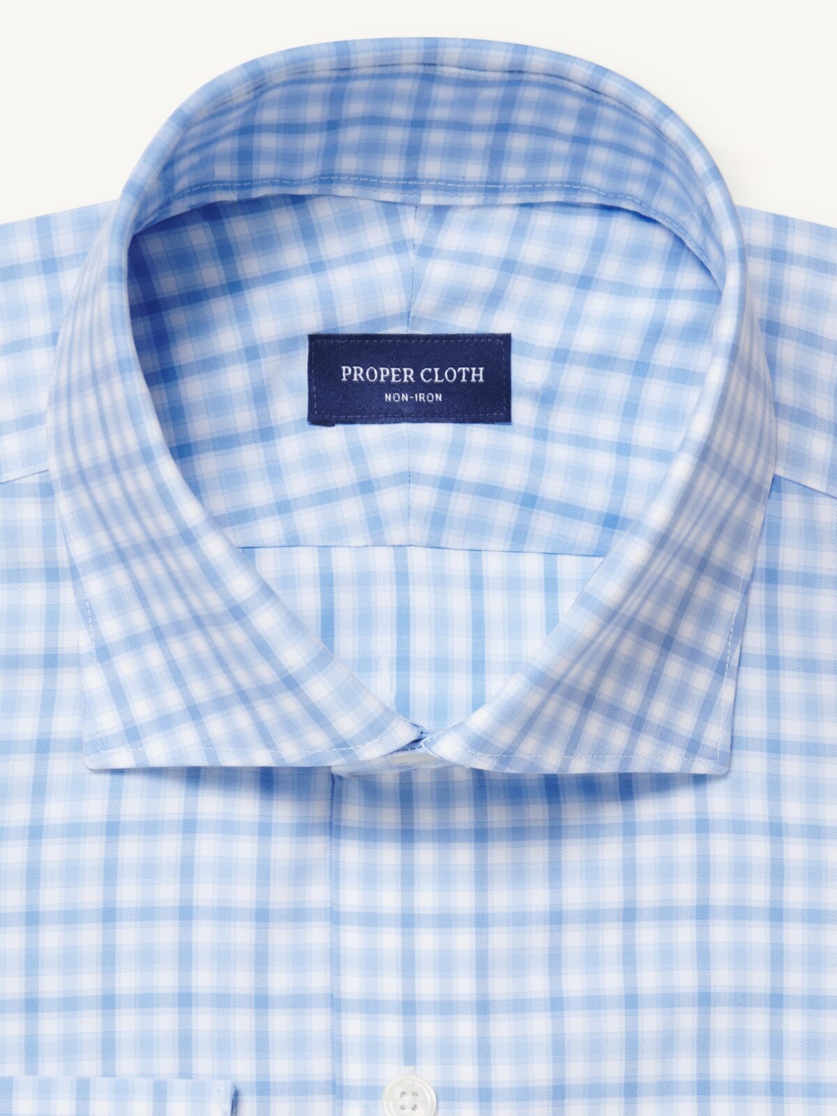 The Thomas Mason Non-Iron Shirt in Navy and Sky Multi Check