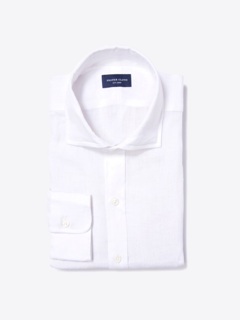 Canclini White Linen Custom Made Shirt 
