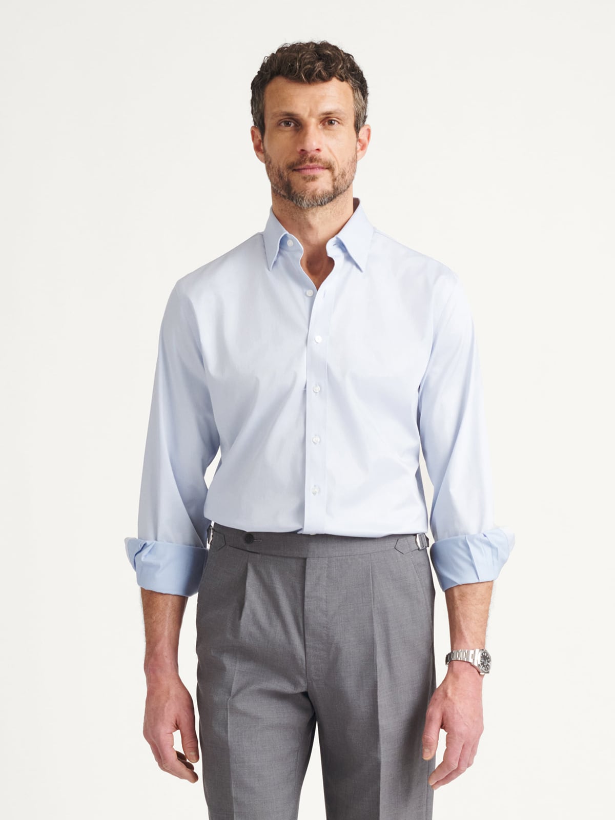 mens fitted dress shirts button down collar Quattro Flex Dress Shirt with Button Down Collar White 3XL / White main image 1