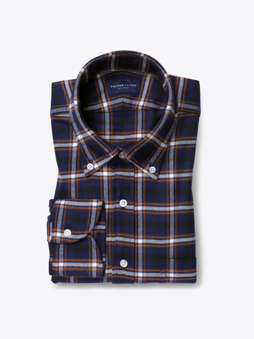 Whitney Navy and Rust Plaid Flannel 