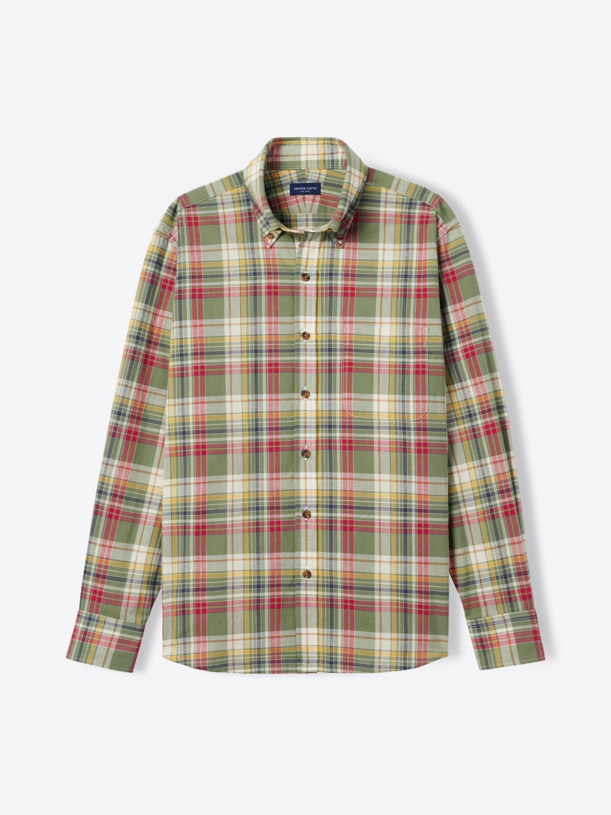 Olive and Red Indian Madras Shirt by Proper Cloth