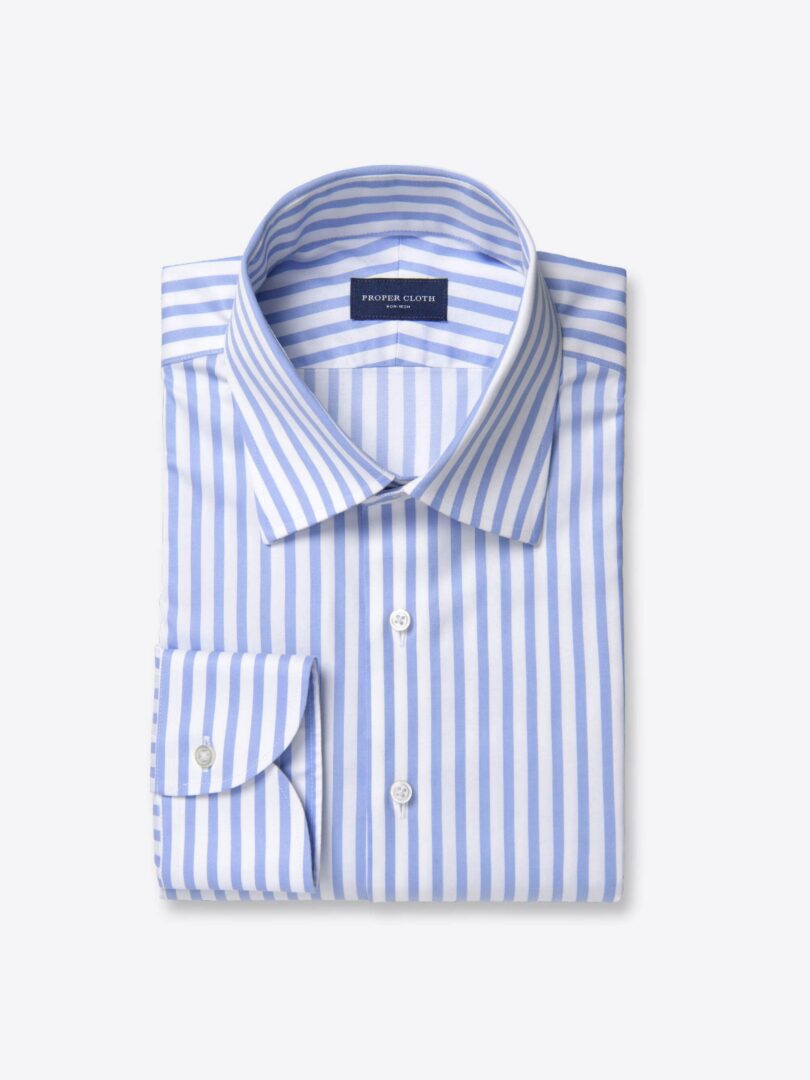 Thomas Mason Non-Iron Sky Awning Stripe 