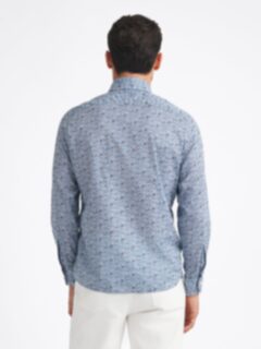 ★★ ★★ Regula fit poplin floral shirt T12F0W The Washed Poplin Sport Shirt in Blue Floral