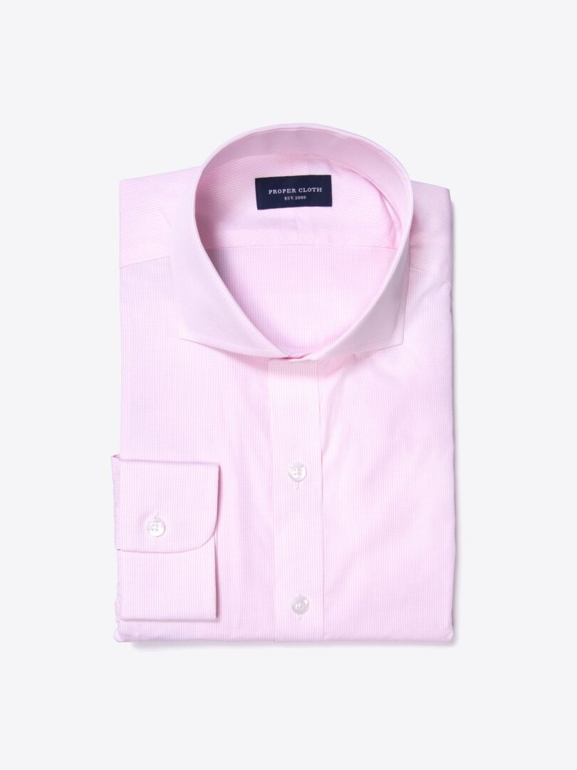 Carmine Light Pink Mini Grid Fitted Shirt 