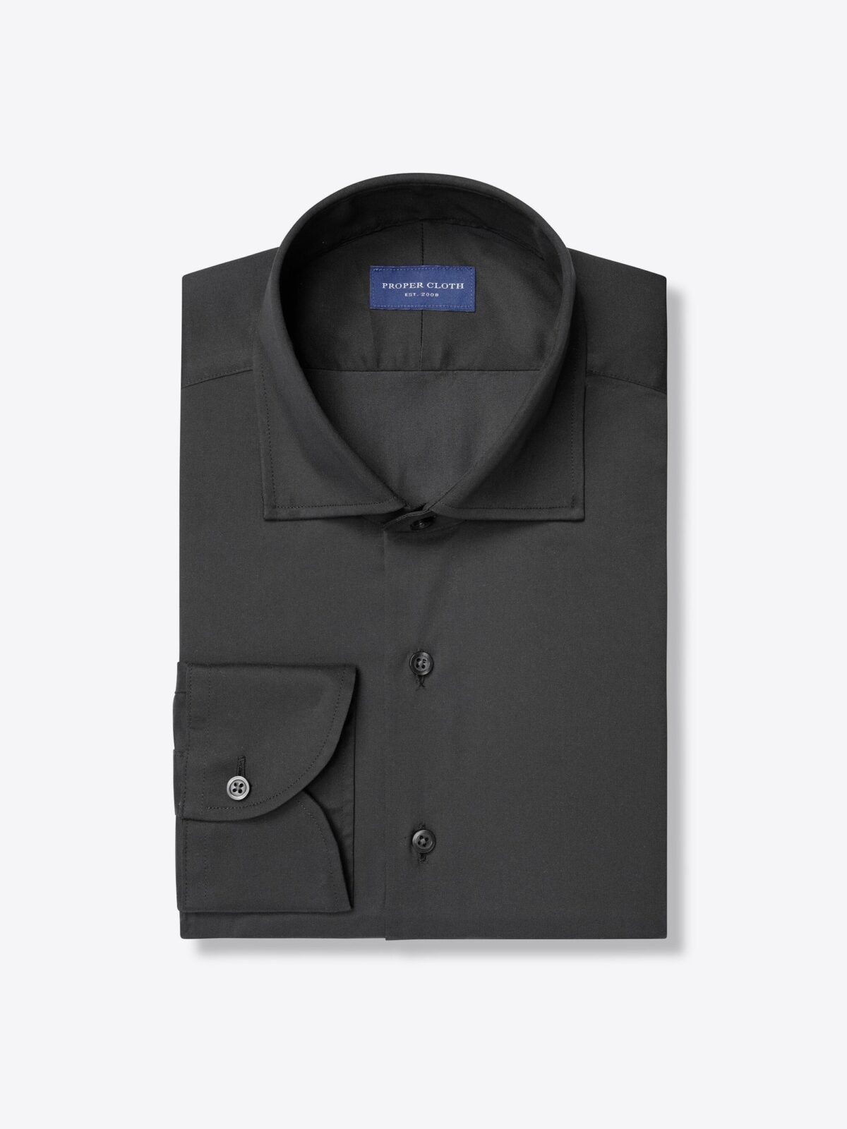 Thomas Mason Black 100s Stretch Twill Shirt by Proper Cloth