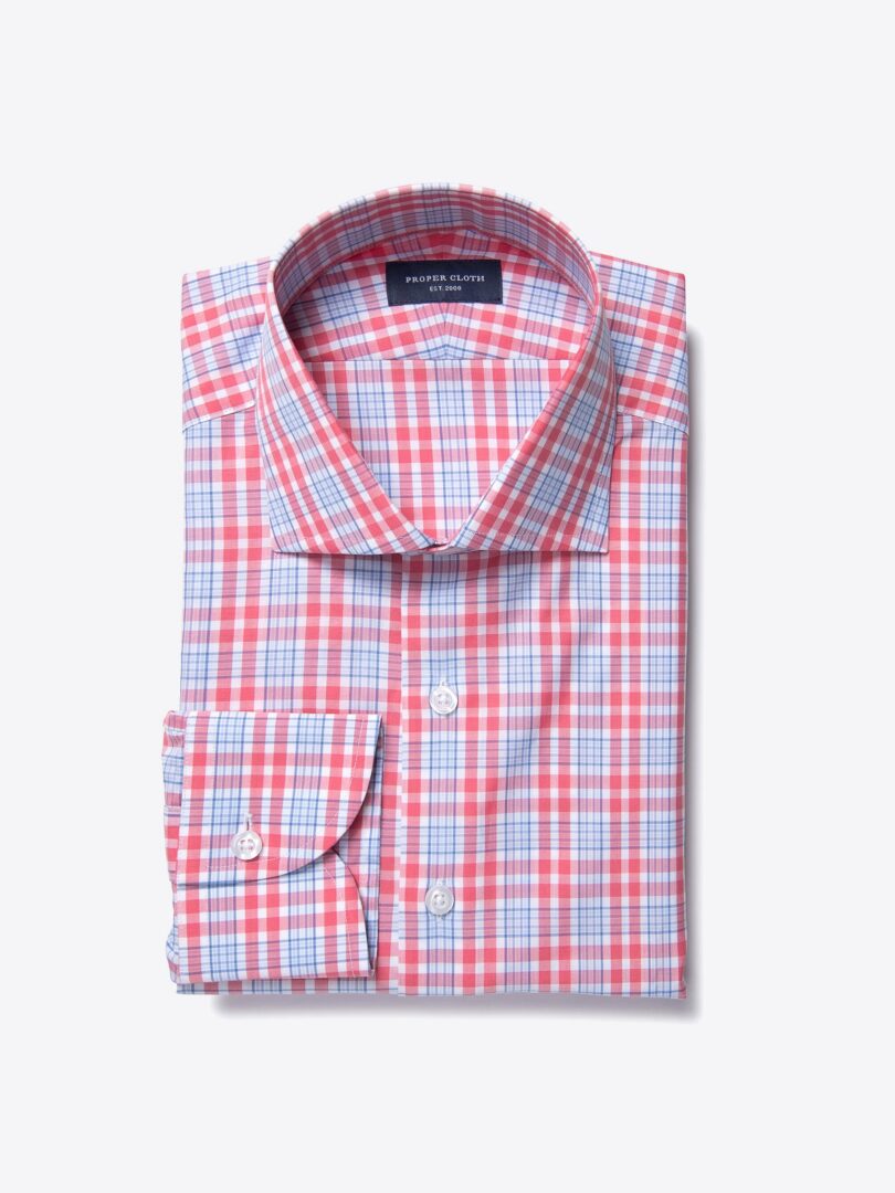 Amalfi Hibiscus and Blue Multi Check Custom Dress Shirt 