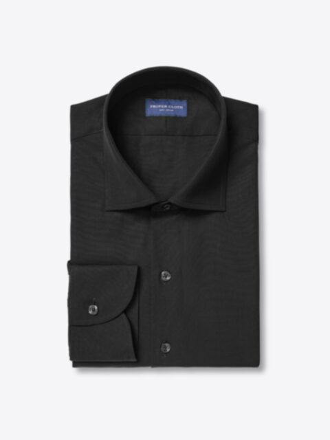 Greenwich Black Twill Fitted Shirt Shirt by Proper Cloth