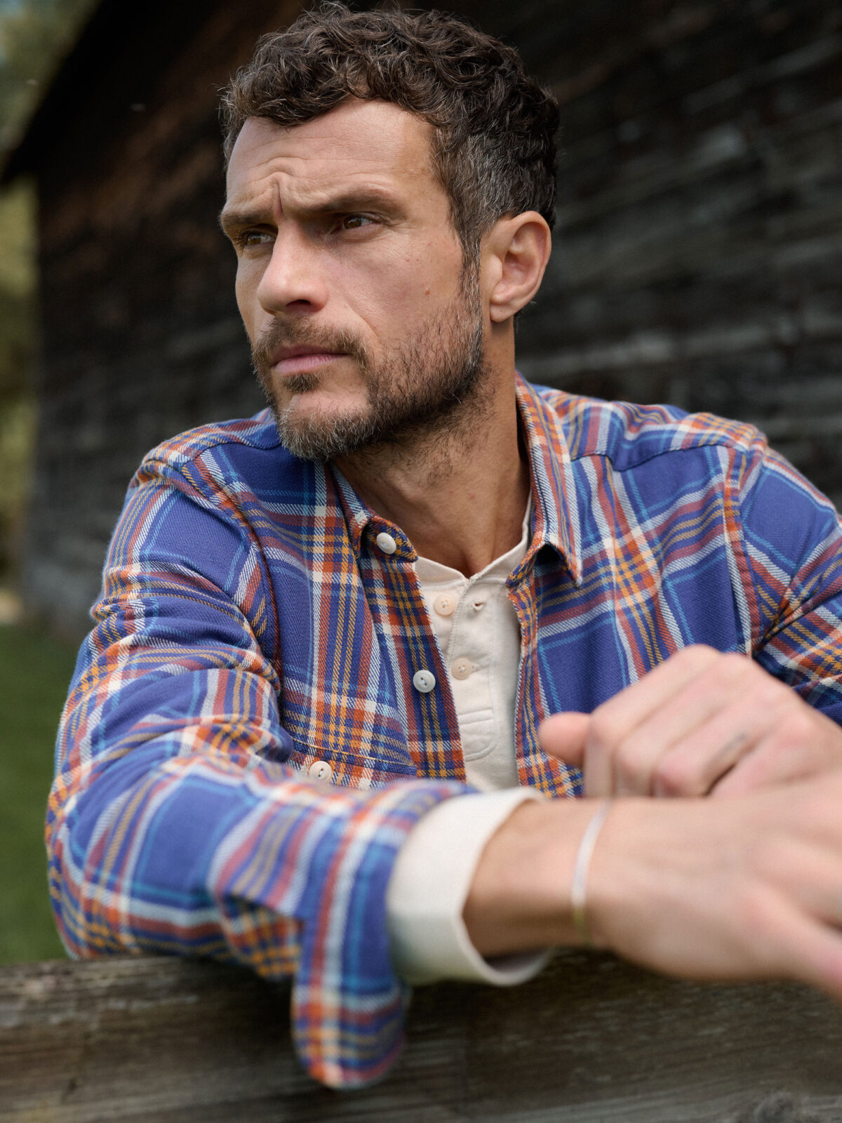 The Jackson Country Plaid Shirt in Blue Orange and Gold