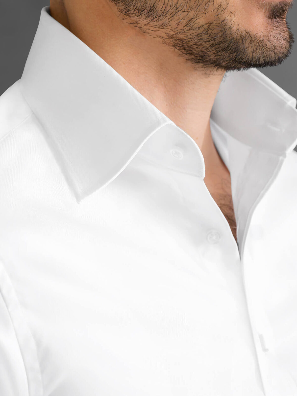 White Twill Dress Shirt with French Cuff