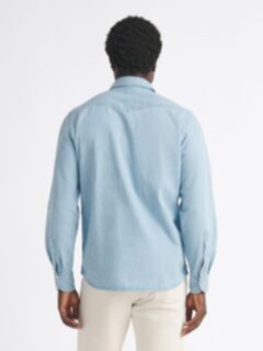 The Heavyweight Slub Denim Western Shirt in Light Wash Indigo