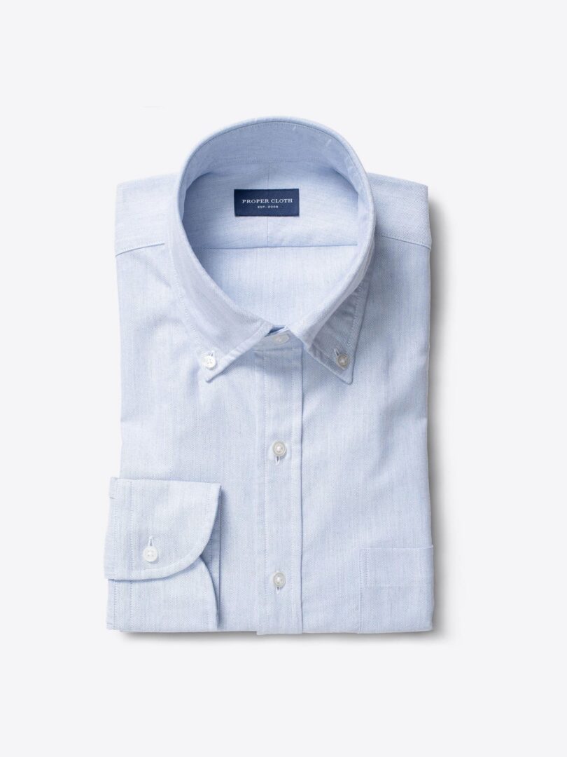 Light Blue Melange Oxford Cloth Custom Made Shirt 
