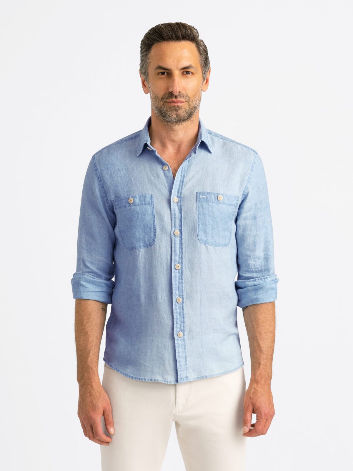 Japanese Washed Indigo Linen Shirt By Proper Cloth