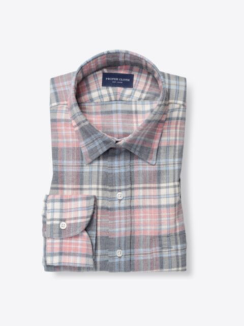 Shop Satoyama Faded Rose and Sky Plaid Flannel