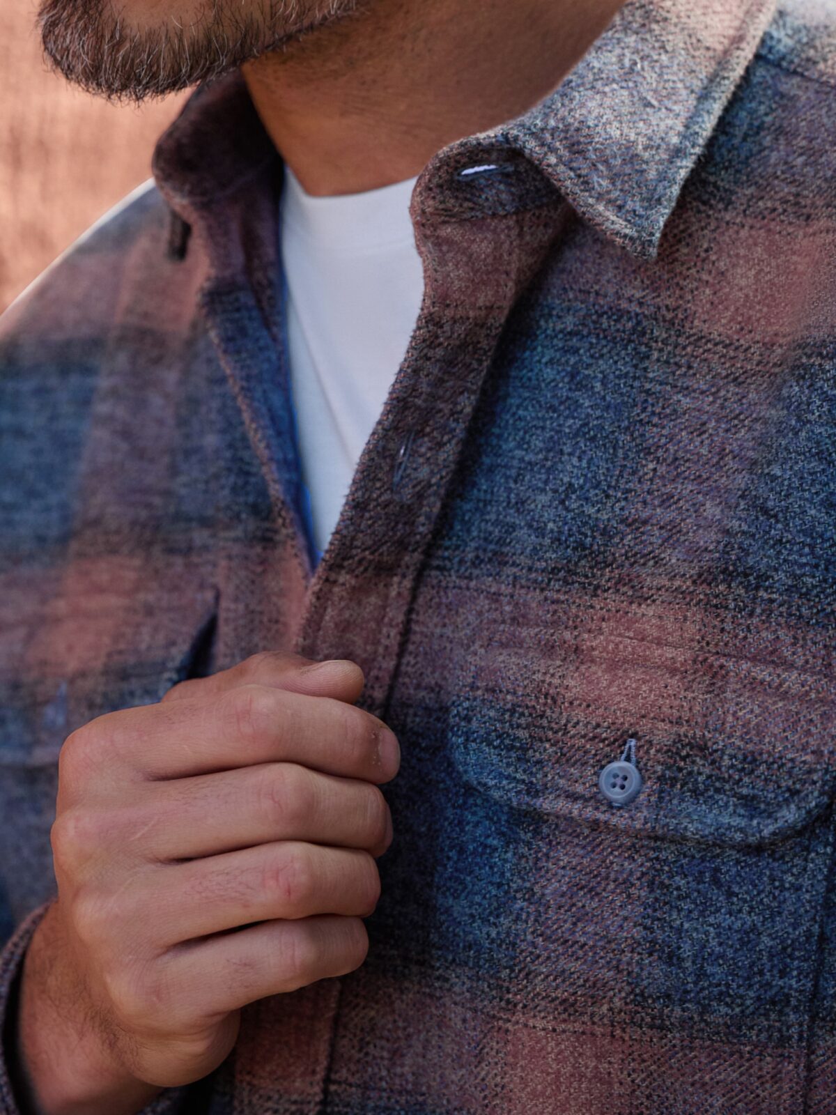 The Japanese Low Twist Shirt in Antique Rose and Ocean