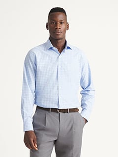 deres デレス　23rd 6way shirts THOMAS MASON The Thomas Mason Non-Iron Shirt in Light Blue and Navy Multi Check