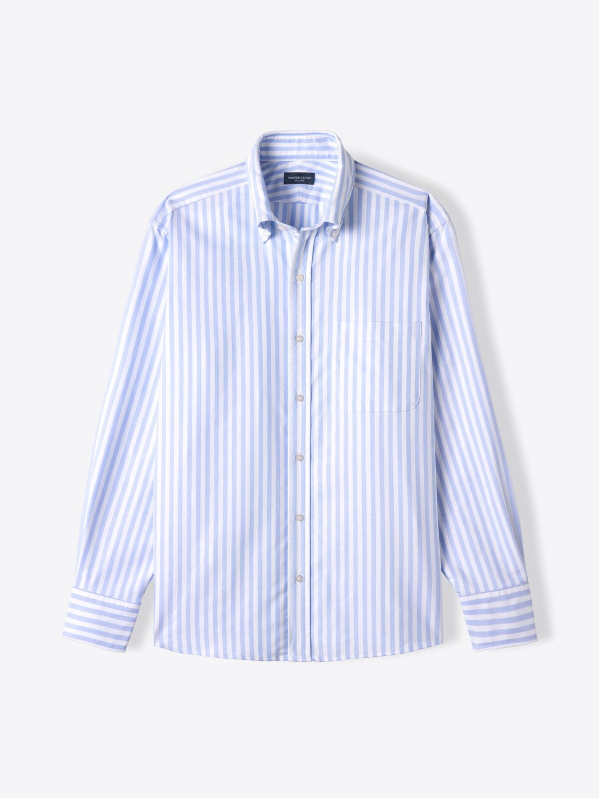 Thomas Mason Sky Wide Stripe Premium Oxford Cloth Shirt by Proper