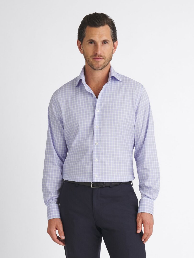 Coolmax Non-Iron Lavendar and Blue Check Thumb Detail