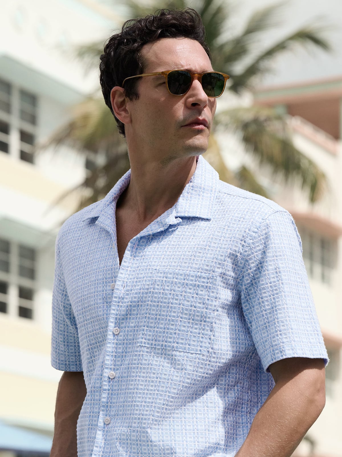 The Portuguese Tile Jacquard Shirt in Blue and White Tile