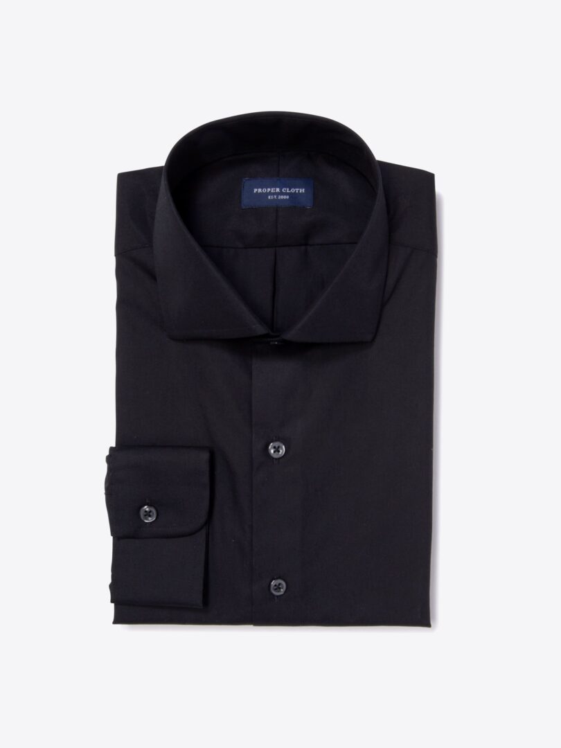 Black 100s Broadcloth Custom Made Shirt 