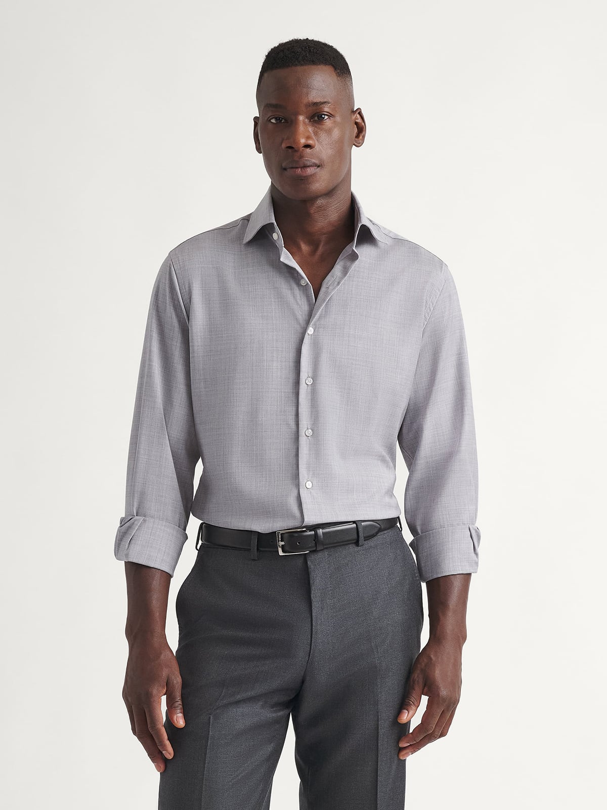 slim fit dress slacks Men's Slim Fit Black Non-Iron Dress Shirt Size N5