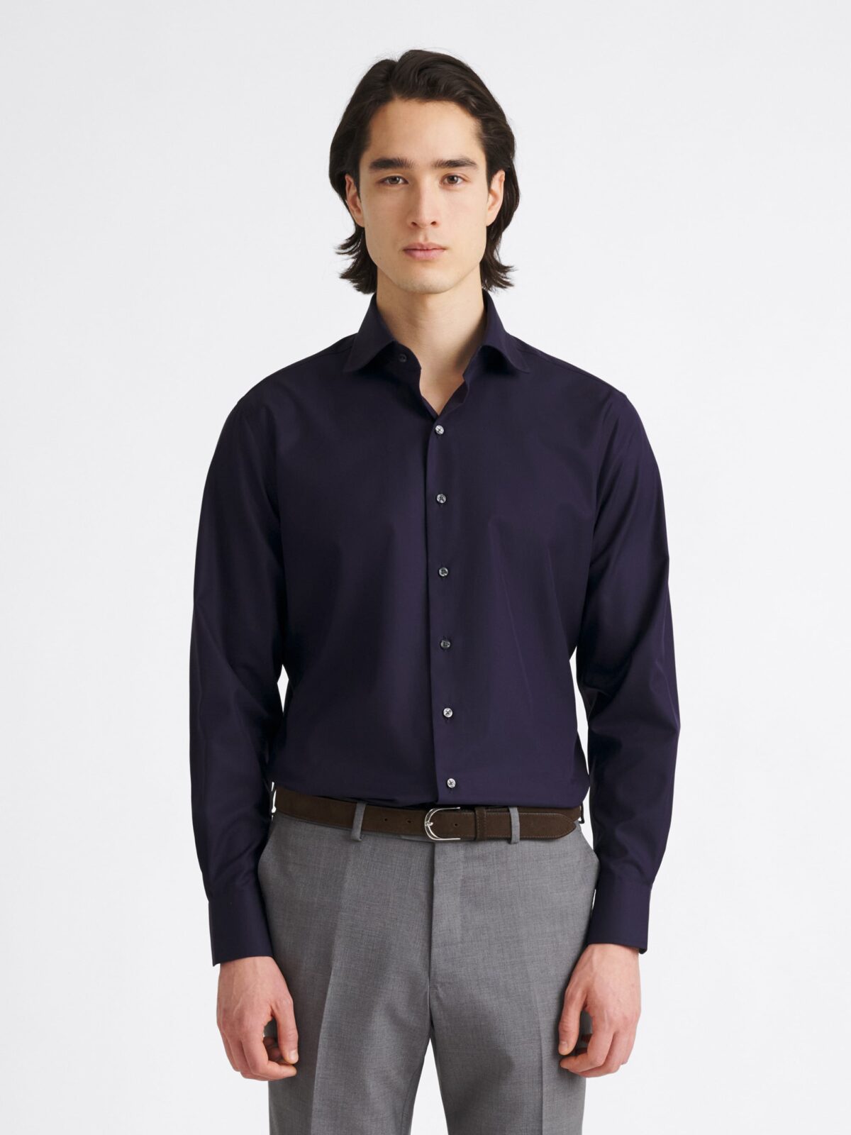 The Thomas Mason Wrinkle-Resistant Dress Shirt in Navy