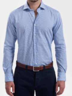 Thomas Mason Light Blue Box Check Dress Shirt Shirt by