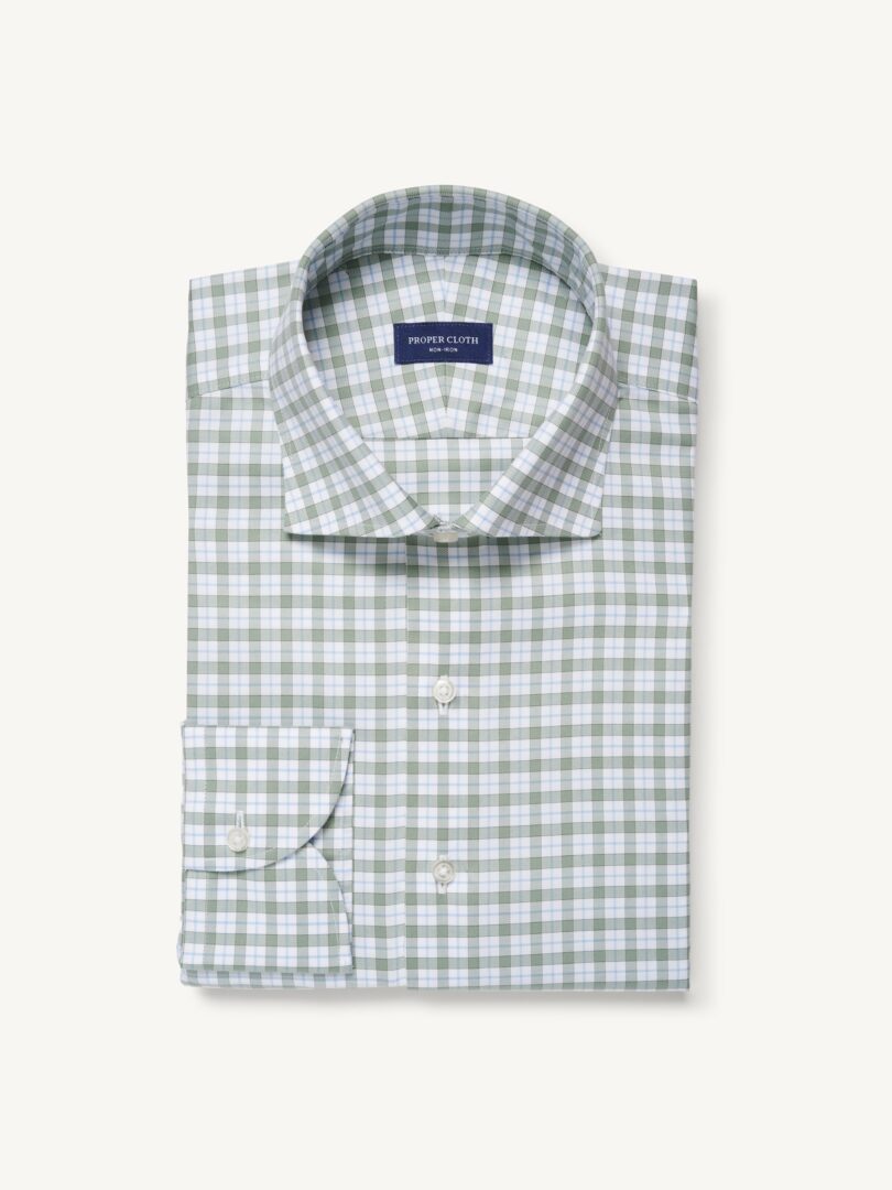 Men’s Non-Iron Stretch Green and Blue Multi Check Thumb