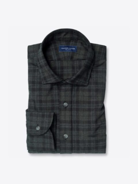 Shop Reda Pine and Grey Plaid Merino Wool Flannel