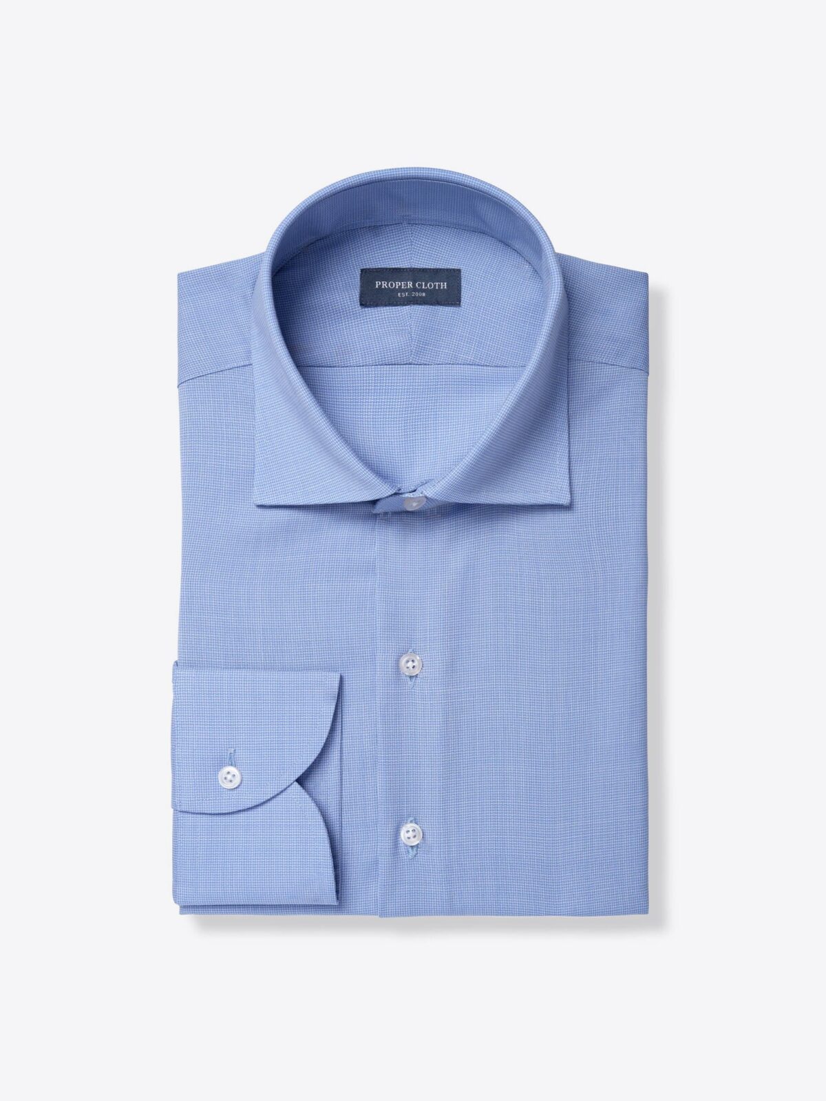 Reda Blue Basketweave Merino Wool Shirt by Proper Cloth