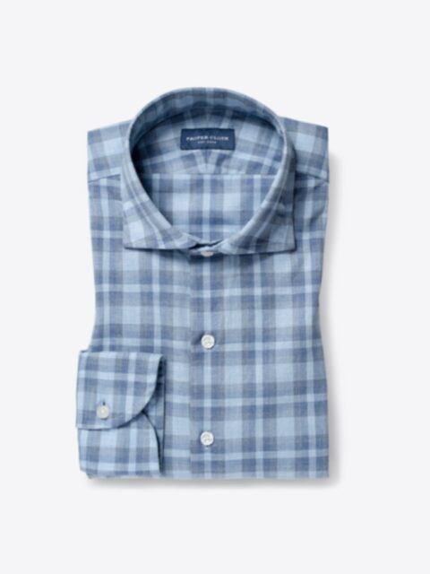 Shop Bleecker Light Blue and Grey Melange Large Plaid