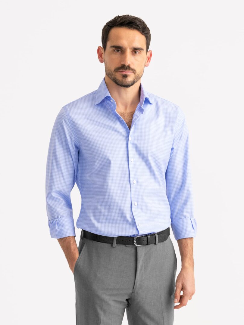 Mayfair Wrinkle-Resistant Blue Micro Check Thumb Detail