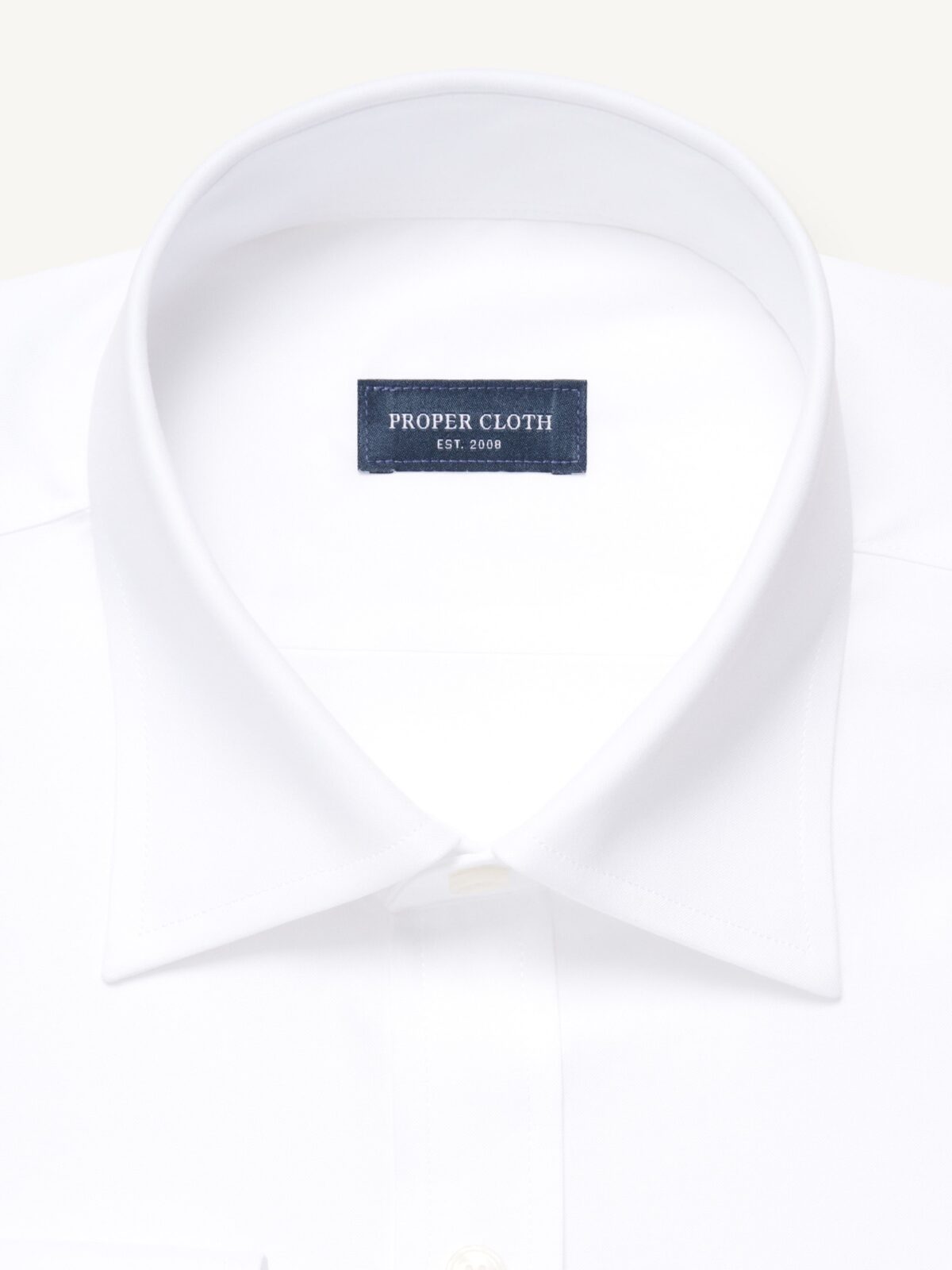 Proper Cloth Men's Weston White 80s Pinpoint Semi Spread Custom Dress Shirt