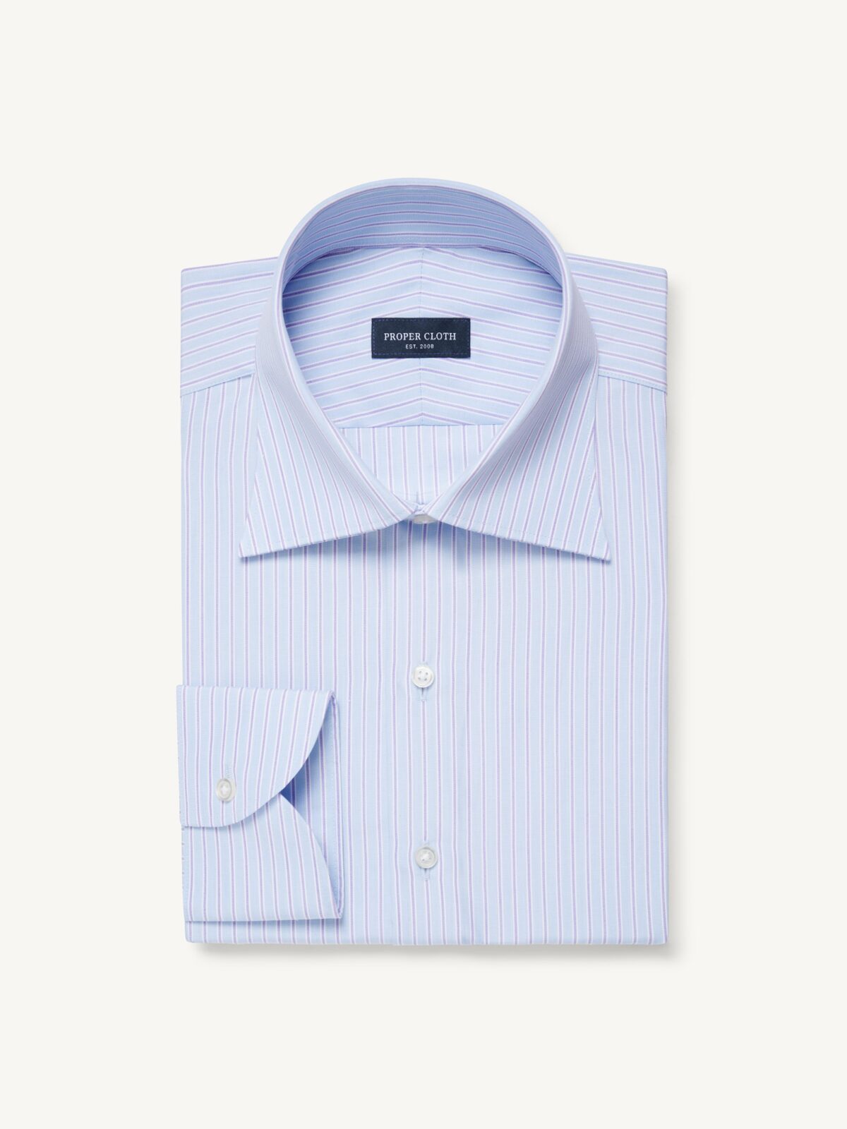 The Thomas Mason Luxury Broadcloth Shirt in Light Blue Alternating