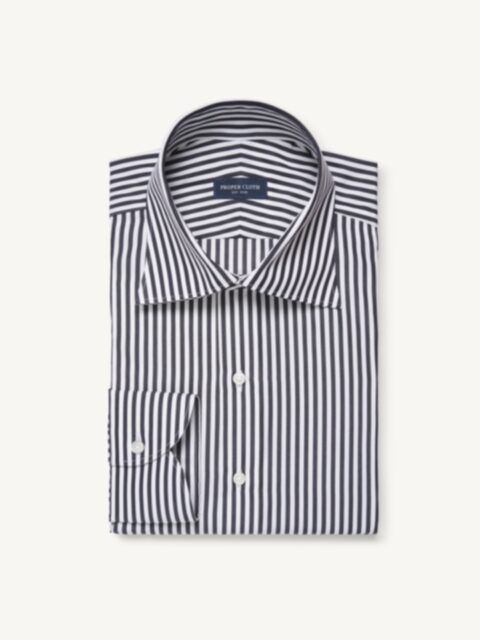 The Thomas Mason Broadcloth Dress Shirt in Light Blue Bengal Stripe