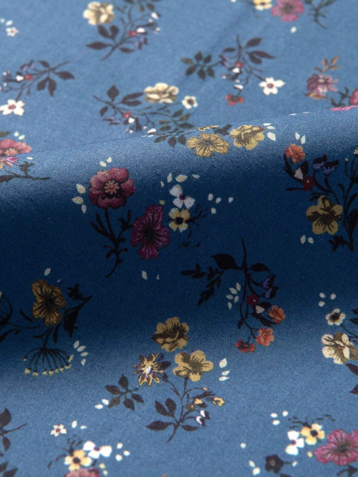 Albini Steel Blue Floral Print Short Sleeve ShirtShirt by Proper Cloth
