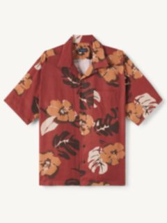 The Linen Aloha Shirt in Brick Floral Aloha Print