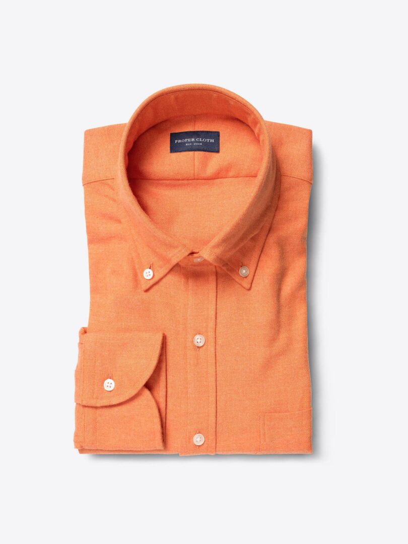 Canclini Tangerine Herringbone Beacon Flannel Tailor Made Shirt 