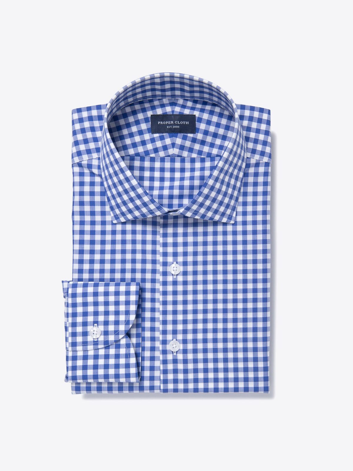 Melrose 120s Royal Blue Gingham Dress Shirt Shirt by Proper Cloth