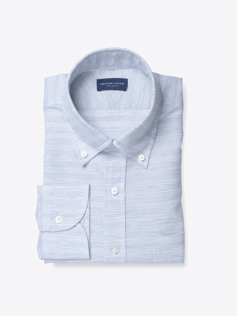 Grandi and Rubinelli Light Blue Horizonal Stripe Linen 