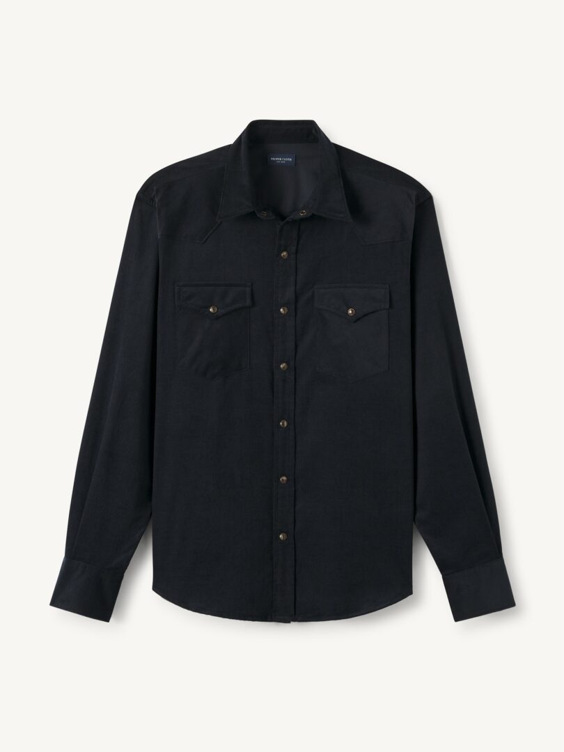 Men’s Ketchum Navy Corduroy Western Shirt Thumb