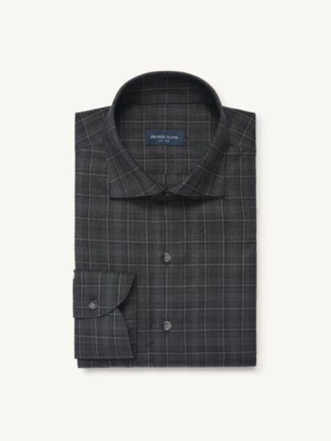 mens dark grey dress shirt The Ludlow Brushed Twill in Light Melange charcoal shirt