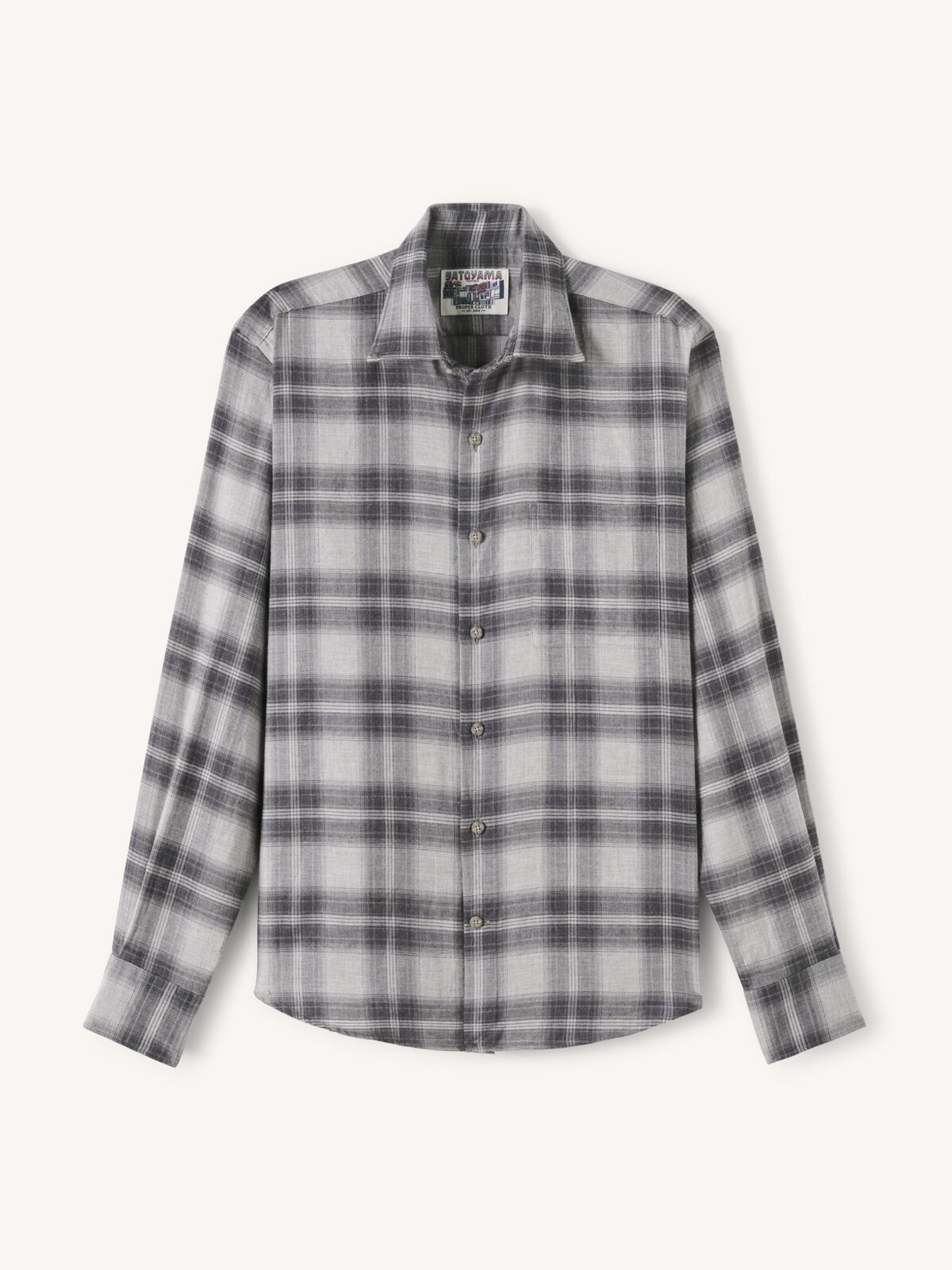 The Satoyama Flannel Shirt in Grey and Charcoal Plaid